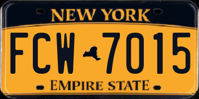 NY license plate FCW7015
