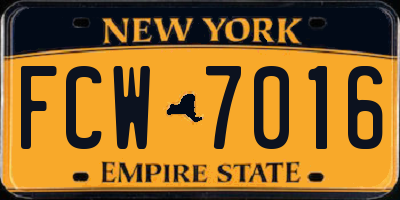 NY license plate FCW7016