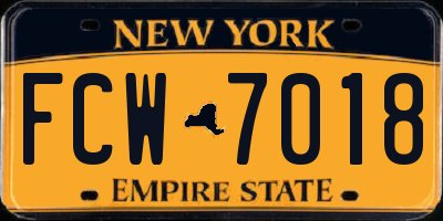 NY license plate FCW7018