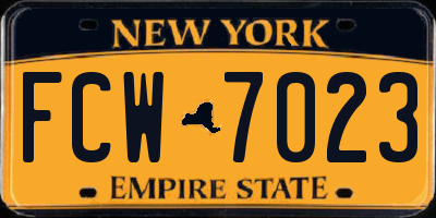 NY license plate FCW7023