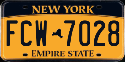 NY license plate FCW7028