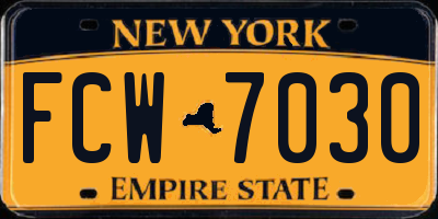 NY license plate FCW7030