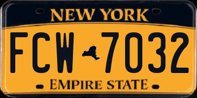NY license plate FCW7032