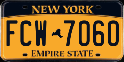 NY license plate FCW7060