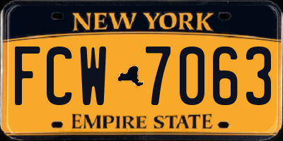 NY license plate FCW7063