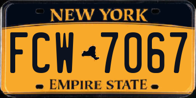 NY license plate FCW7067