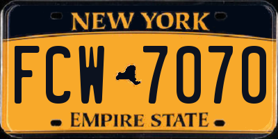 NY license plate FCW7070