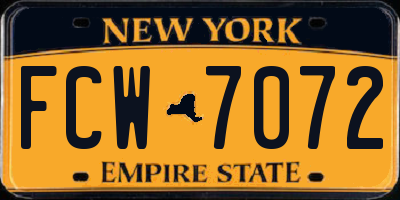 NY license plate FCW7072