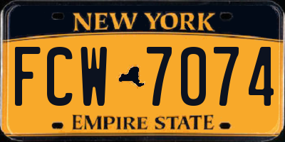 NY license plate FCW7074