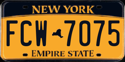 NY license plate FCW7075