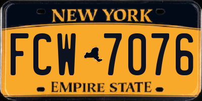 NY license plate FCW7076
