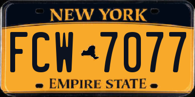 NY license plate FCW7077