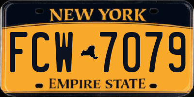 NY license plate FCW7079