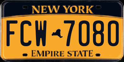 NY license plate FCW7080