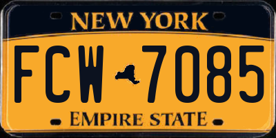 NY license plate FCW7085