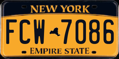 NY license plate FCW7086