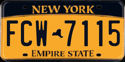 NY license plate FCW7115