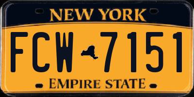 NY license plate FCW7151
