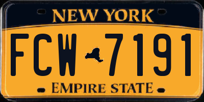 NY license plate FCW7191