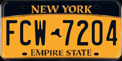 NY license plate FCW7204