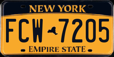 NY license plate FCW7205