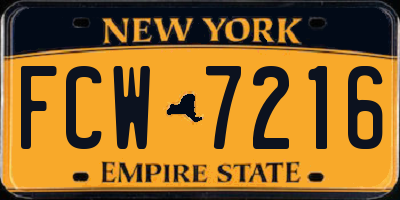 NY license plate FCW7216