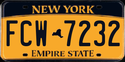 NY license plate FCW7232