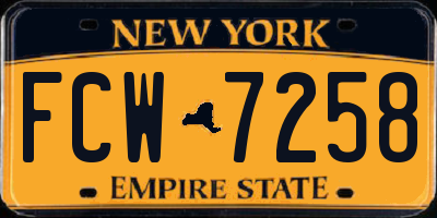 NY license plate FCW7258