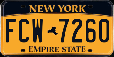 NY license plate FCW7260