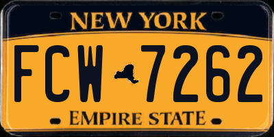 NY license plate FCW7262
