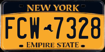 NY license plate FCW7328