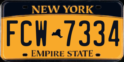 NY license plate FCW7334