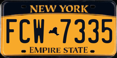 NY license plate FCW7335