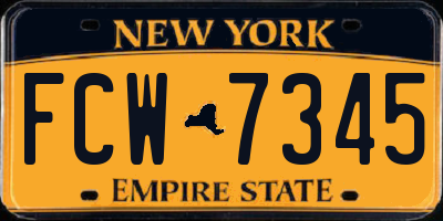 NY license plate FCW7345