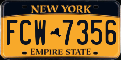 NY license plate FCW7356