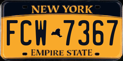 NY license plate FCW7367