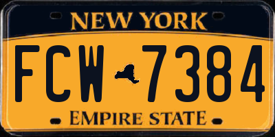 NY license plate FCW7384