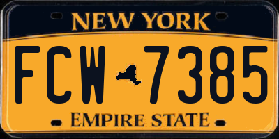 NY license plate FCW7385