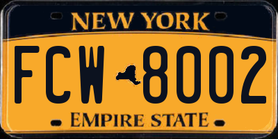 NY license plate FCW8002