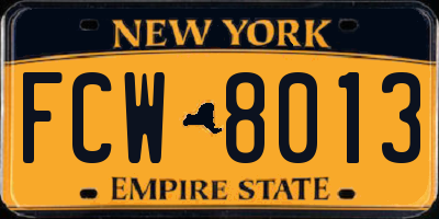 NY license plate FCW8013