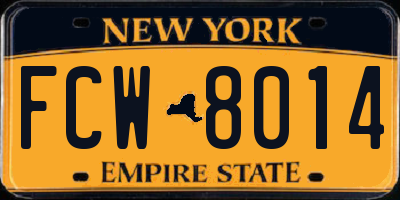 NY license plate FCW8014