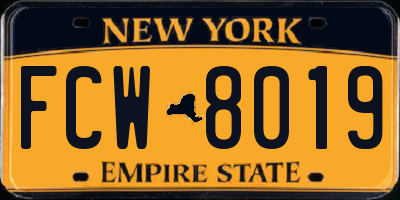NY license plate FCW8019