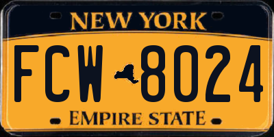 NY license plate FCW8024