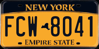 NY license plate FCW8041