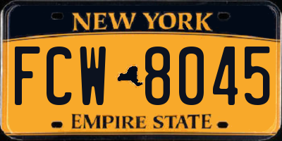 NY license plate FCW8045