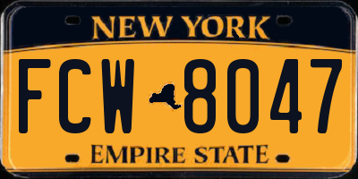NY license plate FCW8047