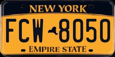 NY license plate FCW8050