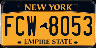 NY license plate FCW8053