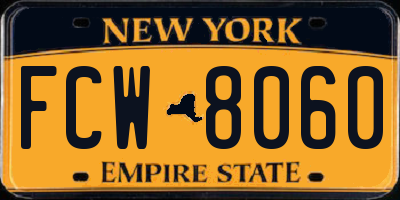 NY license plate FCW8060