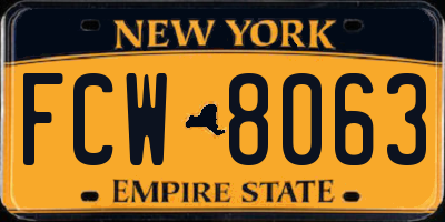 NY license plate FCW8063